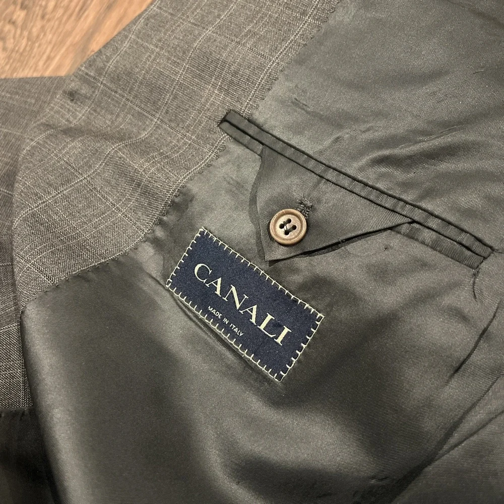CANALI Fodera Gray Plaid Check Wool Blazer Sport Coat Jacket - EU 52 / US 42 L
